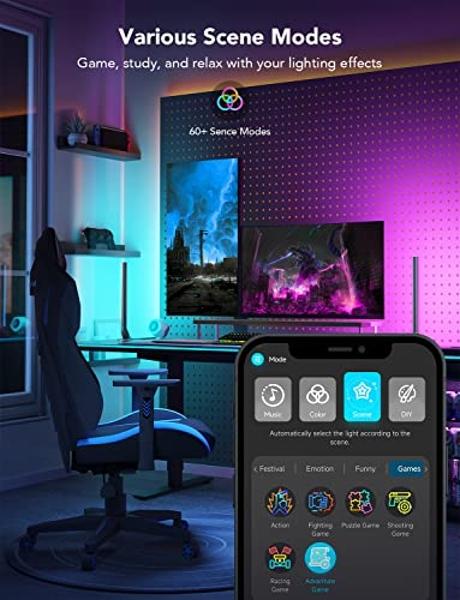 Govee RGBIC Gaming Light Bars H6047 with Smart Controller, Wi-Fi Smart LED Gaming Lights with Music Modes and 60+ Scene Modes Built, Works with Alexa & Google Assistant, Game Room 