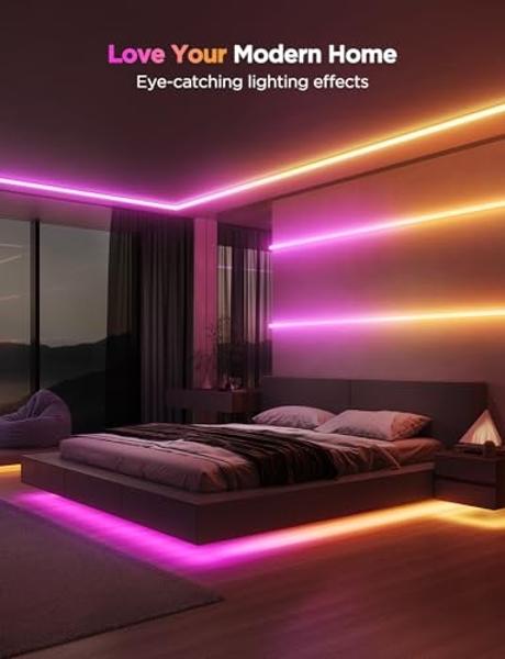 100FT Smart LED Strip Lights RGB Sync to Music with 40 Key Remote Controller LED Lights for Bedroom,Christmas Lights decration (Multi-Colored, 100FT)