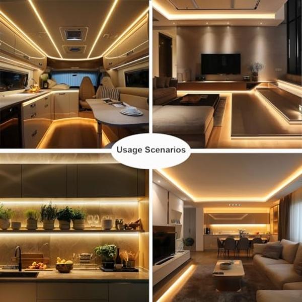 NOVOSTELLA 20ft Tunable White LED Strip Light Kit Dimmable 3000K-6500K 24V Tape Light with RF Remote Flexible Rope LED Ribbon for Bedroom Home Lighting Mirror Kitchen Bar Cabinet D