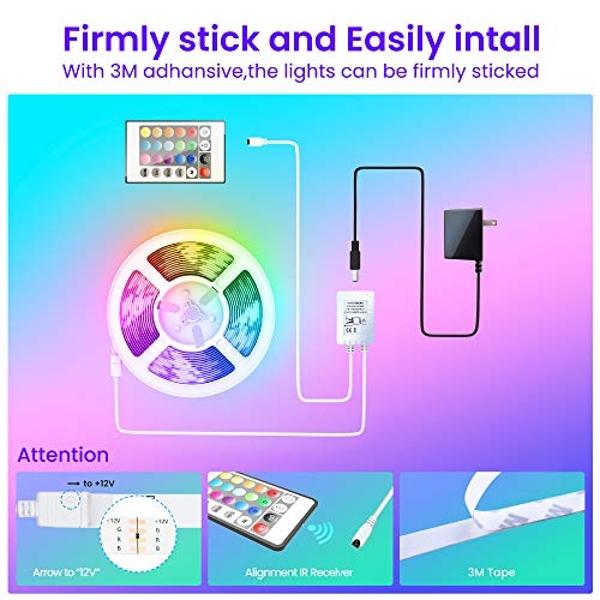 GUPUP 50 FT LED Strip Lights,Bluetooth LED Lighting for Bedroom, Color Changing Light Strip with Music Sync, Phone Controller and IR Remote(APP+Remote +Mic).