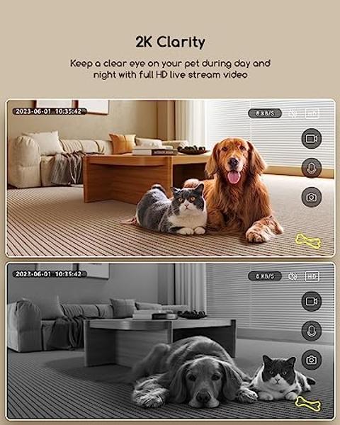 faroro 2K Pet Camera with Treat Dispenser, 5G WiFi Dog Camera with Speaker, Phone App, 2-Way Audio, Night Vision, Motion Alerts for Treat Tossing and Monitoring Your Pet Remotely