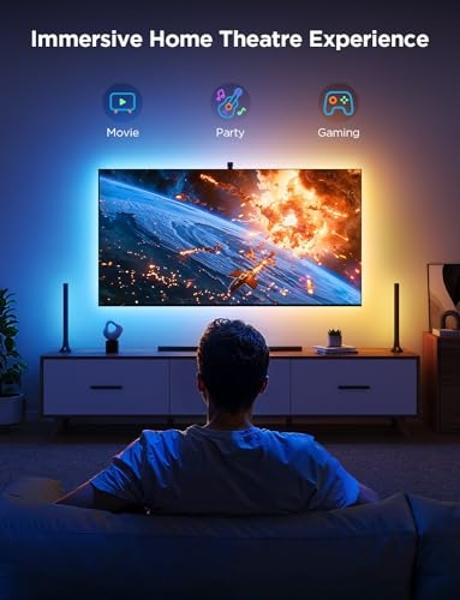 Govee TV Backlight 3 Lite Kit, 11.8ft RGBICW Wi-Fi TV LED Strip Lights for 55-65in TVs with Camera and 15 Inches Smart Light Bars with 4-in-1 Light Beads - Works with Alexa & Googl