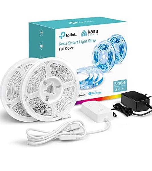 Kasa Smart LED Light Strip, RGB, 32.8ft(2 Rolls of 16.4ft.) Wi-Fi LED Strip Works w/ Alexa & Google Assistant,High Brightness, Trimmable, Up to 25,000 Hours,2Yr Warranty (KL400L10)