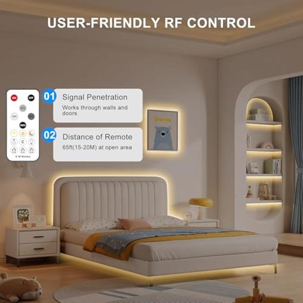 Olaholii 16.4ft COB Led Strip Light with Remote, 2700K Dimmable Bright Warm White Led COB Strip Light, White Led Strip Light for Mirror, Stair, Cabinet, Room