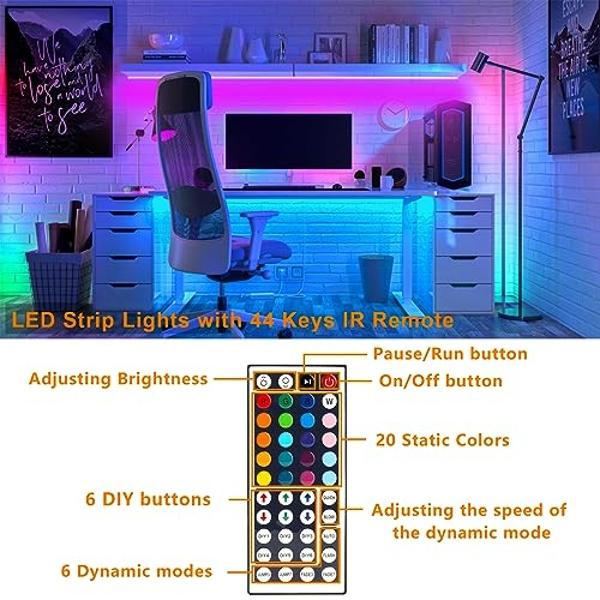 GUPUP 50 FT LED Strip Lights,Bluetooth LED Lighting for Bedroom, Color Changing Light Strip with Music Sync, Phone Controller and IR Remote(APP+Remote +Mic).