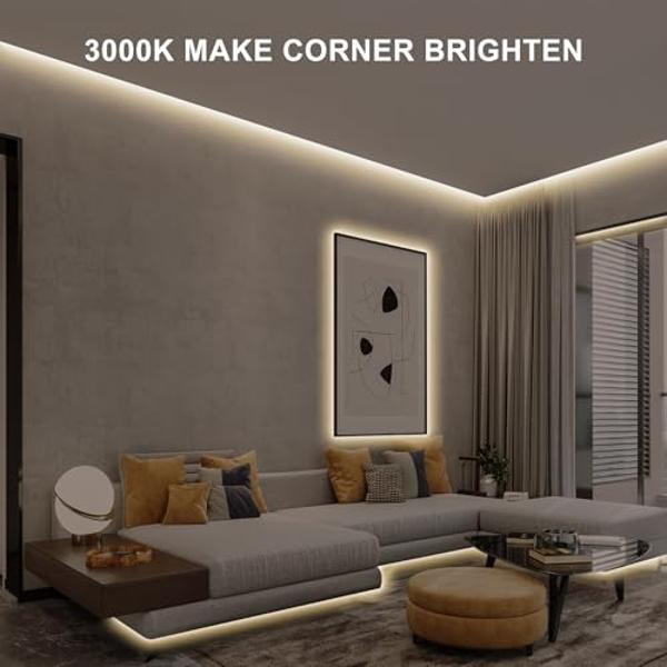 GUOTONG 50ft White LED Strip Lights, 6000K Warm White Waterproof Tape Light, 15M 12V Rope Light Strong 3M Adhesive, for Home,Kitchen, Patio, Balcony, Party, Wedding, Indoor and Out