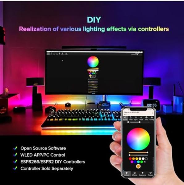 Govee TV Backlight 3 Lite Kit, 11.8ft RGBICW Wi-Fi TV LED Strip Lights for 55-65in TVs with Camera and 15 Inches Smart Light Bars with 4-in-1 Light Beads - Works with Alexa & Googl