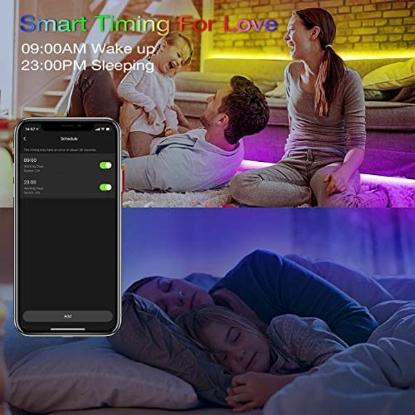 hyrion Smart LED Light Strips,50 ft WiFi LED Light,Sound Activated Color Changing with Alexa and Google,Sync Music with Led Strip Lights for Bedroom for Living Room, Home Decor