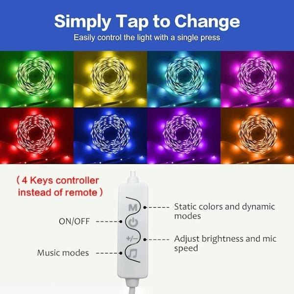 FONEWE 50ft Led Lights for Bedroom Led Strip Lights Led Light Strip with App Led Lights for Home Decoration