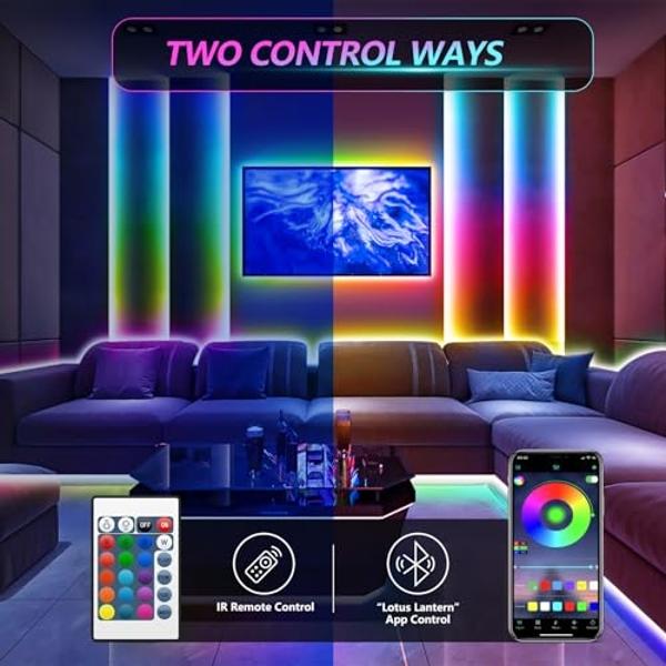 HOUHUI LED Strip Lights Kit, 2x9.8Ft RGB LED Lights Strip for 32-50in TV LED Backlight, App Control Strips Light Waterproof IP65 with Remote,Music Sync USB TV LED Light Strip for H