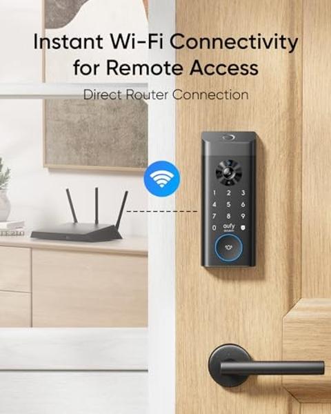 eufy Security Video Smart Lock E330, 3-in-1 Camera+Doorbell+Fingerprint Keyless Entry Door Lock, Smart Built-in Wi-Fi Deadbolt for Front Door, Auto Lock, App Remote Control, Easy I