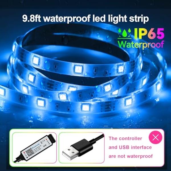 HOUHUI LED Strip Lights Kit, 2x9.8Ft RGB LED Lights Strip for 32-50in TV LED Backlight, App Control Strips Light Waterproof IP65 with Remote,Music Sync USB TV LED Light Strip for H
