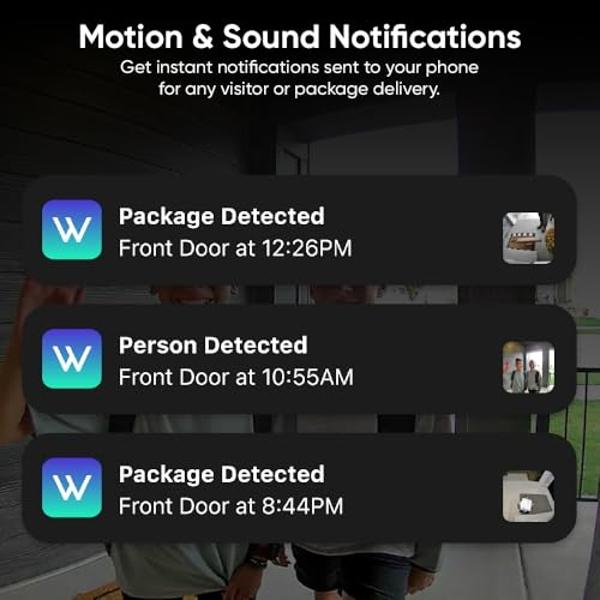 WYZE Wireless Duo Cam Video Doorbell (Chime Included), Battery Powered, 2K Full HD Video, 2 Cameras (People and Package), 2-Way Audio, Color Night Vision