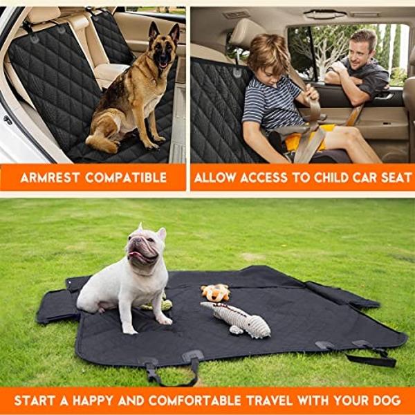 Yuntec Dog Car Seat Cover, Back Seat Cover for Dogs Pet Car Seat Protector Waterproof Bench Car Seat Cover, Non-Slip Reat Seat Cover fits Middle Armrest for Most Cars Trucks SUVs -