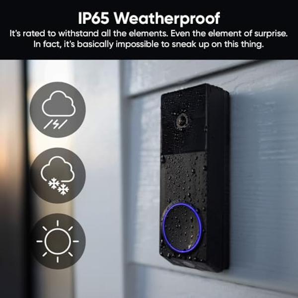 WYZE Wireless Duo Cam Video Doorbell (Chime Included), Battery Powered, 2K Full HD Video, 2 Cameras (People and Package), 2-Way Audio, Color Night Vision