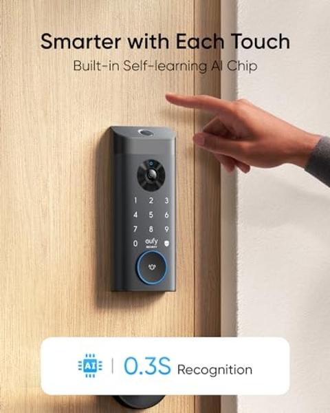 eufy Security Video Smart Lock E330, 3-in-1 Camera+Doorbell+Fingerprint Keyless Entry Door Lock, Smart Built-in Wi-Fi Deadbolt for Front Door, Auto Lock, App Remote Control, Easy I