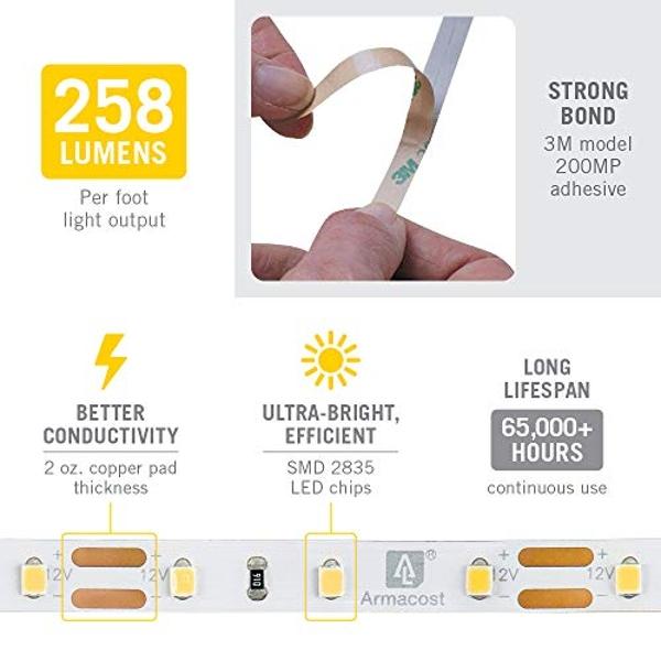 Armacost Lighting 152250 RibbonFlex Pro Series 60 LED Strip Light, 32.8 ft, 4000K, LED Lights