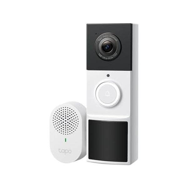 TP-Link Tapo Smart Video Doorbell Camera Wireless with Chime, 2K with Full Color Night Vison & Spotlights, No Monthly Fee, Ring Call, 160° Ultra-Wide View, Free AI Detection, Local