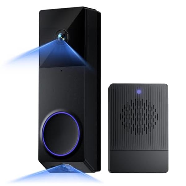 WYZE Wireless Duo Cam Video Doorbell (Chime Included), Battery Powered, 2K Full HD Video, 2 Cameras (People and Package), 2-Way Audio, Color Night Vision
