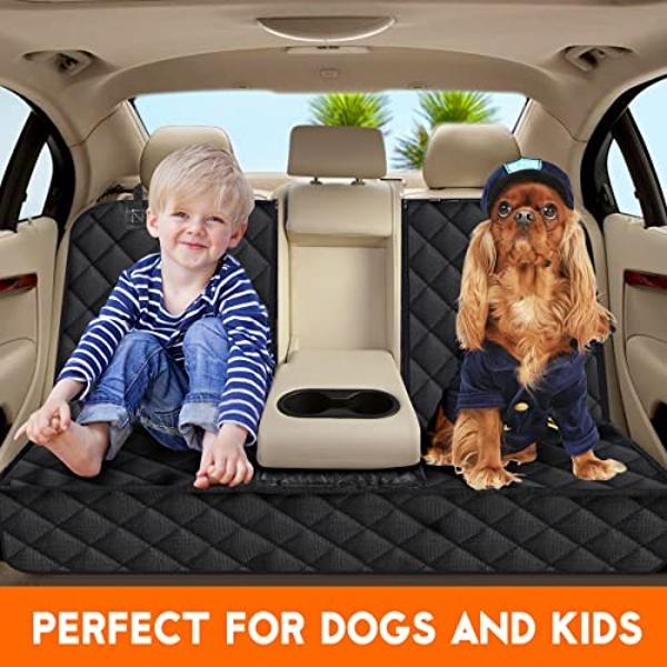 Yuntec Dog Car Seat Cover, Back Seat Cover for Dogs Pet Car Seat Protector Waterproof Bench Car Seat Cover, Non-Slip Reat Seat Cover fits Middle Armrest for Most Cars Trucks SUVs -