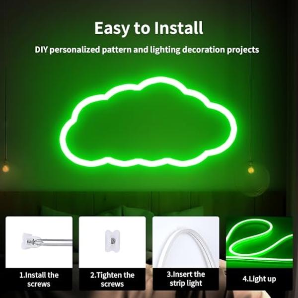 iNextStation Neon Led Strip Lights Green, 16.4ft/5m Neon Light Strip 12V Silicone Waterproof Flexible LED Neon Lights for Bedroom Festival Party Neon Sign DIY Decor (No Plug)