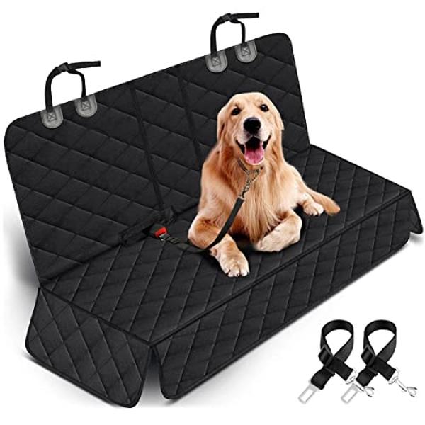 Yuntec Dog Car Seat Cover, Back Seat Cover for Dogs Pet Car Seat Protector Waterproof Bench Car Seat Cover, Non-Slip Reat Seat Cover fits Middle Armrest for Most Cars Trucks SUVs -