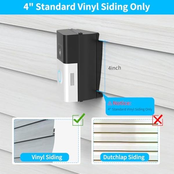Ring Doorbell Vinyl Siding Mount, Adjustable 30 to 55 Angle Doorbell Mount Compatible with Ring Wireless Video Doorbell, Doorbell Camera Holder Bracket Wedge for Apartment, offices