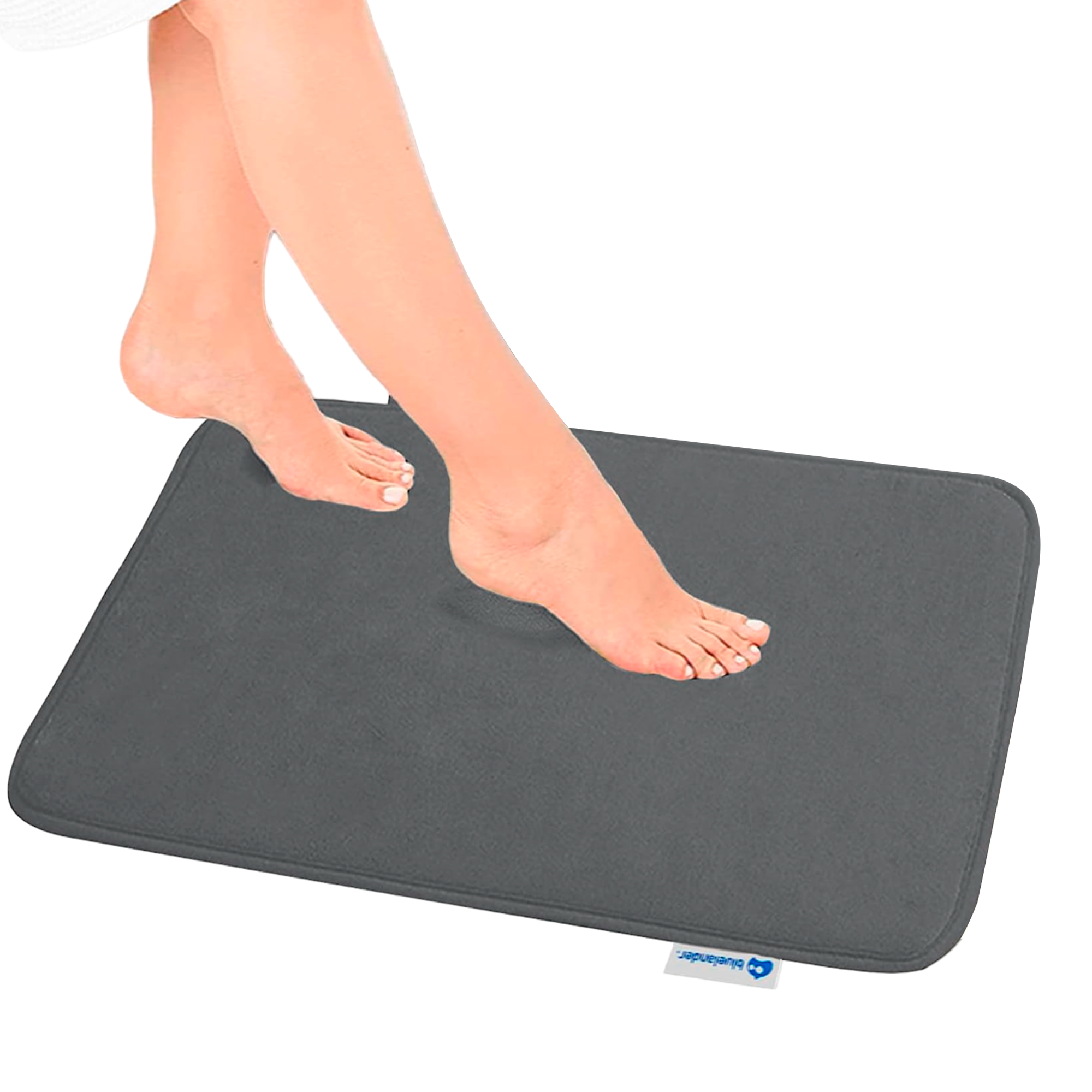 Tapete de Baño Antiderrapante Memory Foam de Terciopelo Gris Oscuro Bluelander
