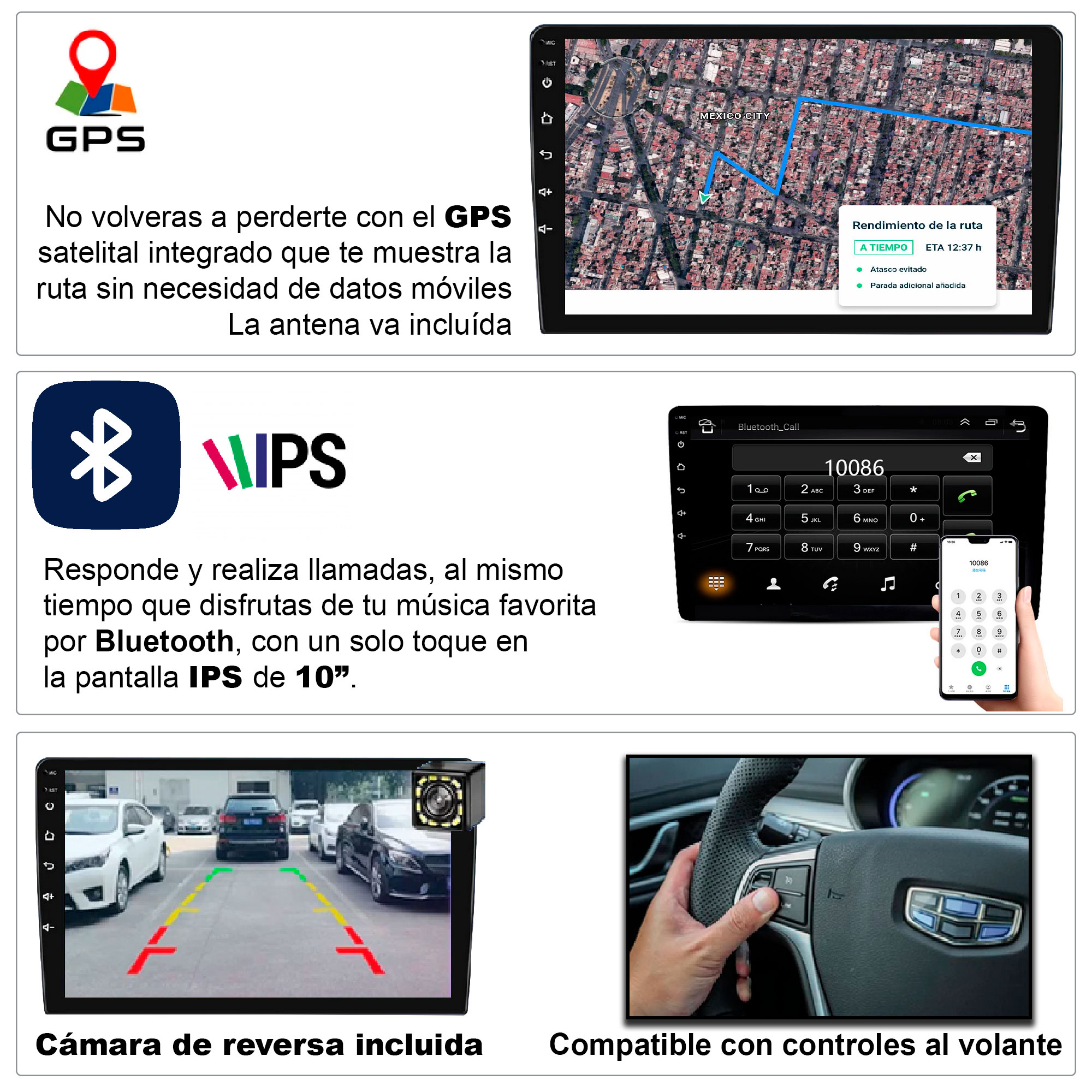 AUTOESTEREO VAK 3700u 1 DIN 10" ANDROID CARPLAY CAMARA GPS.