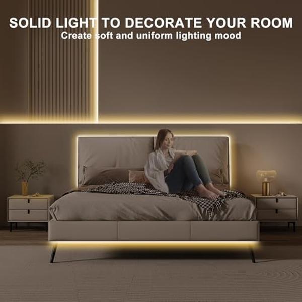 Olaholii 16.4ft COB Led Strip Light with Remote, 2700K Dimmable Bright Warm White Led COB Strip Light, White Led Strip Light for Mirror, Stair, Cabinet, Room