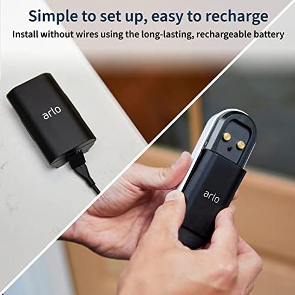 Arlo Essential Video Doorbell Wire-Free - HD Video, 180° View, Night Vision, 2 Way Audio, Direct to Wi-Fi No Hub Needed, Wire Free or Wired, Black - AVD2001B, 1 Count (Pack of 1)