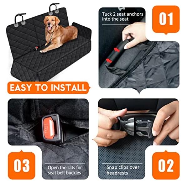 Yuntec Dog Car Seat Cover, Back Seat Cover for Dogs Pet Car Seat Protector Waterproof Bench Car Seat Cover, Non-Slip Reat Seat Cover fits Middle Armrest for Most Cars Trucks SUVs -