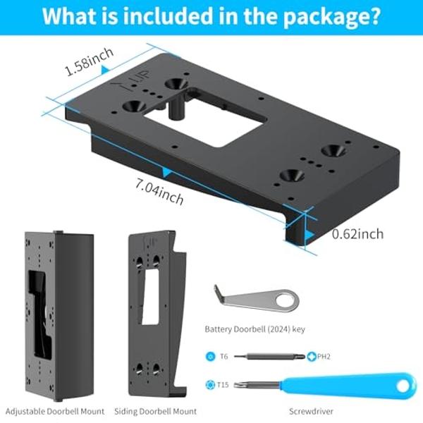Ring Doorbell Vinyl Siding Mount, Adjustable 30 to 55 Angle Doorbell Mount Compatible with Ring Wireless Video Doorbell, Doorbell Camera Holder Bracket Wedge for Apartment, offices