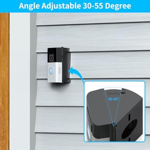 Ring Doorbell Vinyl Siding Mount, Adjustable 30 to 55 Angle Doorbell Mount Compatible with Ring Wireless Video Doorbell, Doorbell Camera Holder Bracket Wedge for Apartment, offices