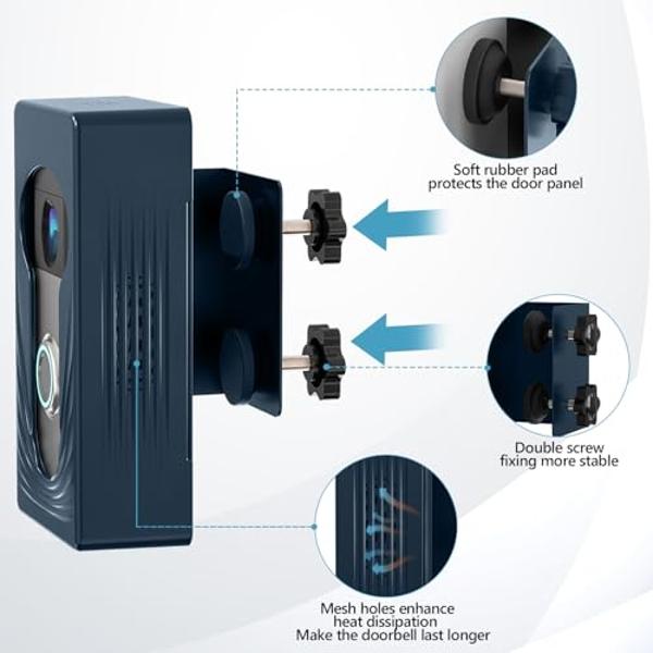 Wireless Video Doorbell Mount for Ring/Blink/Eufy, Compatible with Ring 4/3/2/1, No Drill Anti Theft Camera Mount, Camera Holder with Double Screw Fixing, Blue (Not Include Doorbel