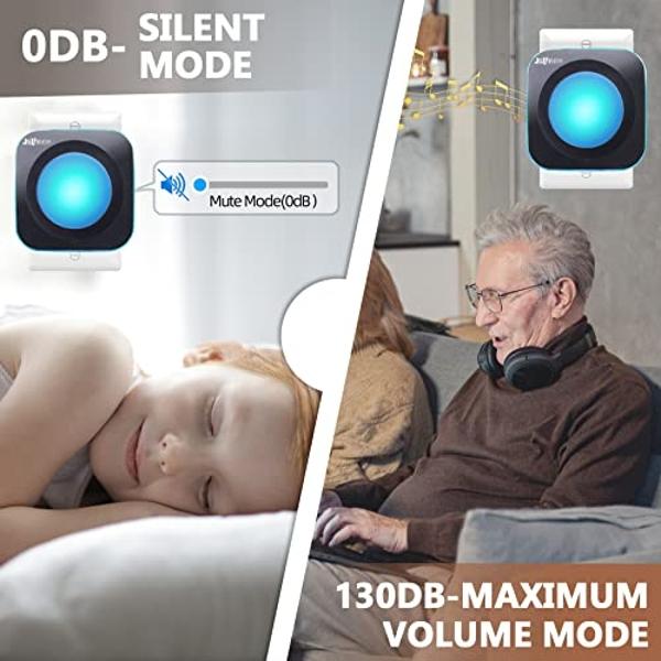 Wireless Doorbell JSIEEM 1200 feet Waterproof Door Bells & Chimes Wireless with Flash LED Light 36 Melodies 4 Volume Levels for Home Office (2 Receivers& 1 Touch Button, Black)
