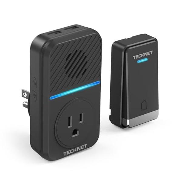 TECKNET Wireless Doorbell, Self-Powered Doorbell with 2 USB Ports, IP65 ...