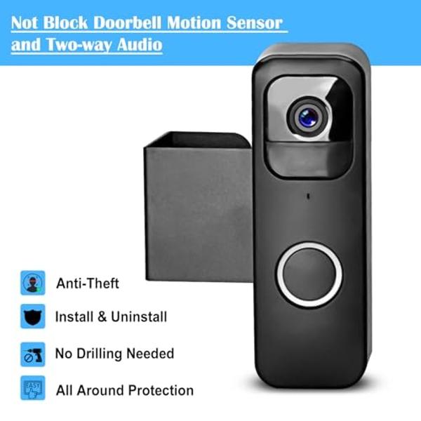 Blink Video Doorbell Mounting Bracket - Official Secure Fit for Blink Doorbell Camera, Anti-Theft No Drill, Precision Design Won't Block Motion Sensor, Easy 3-Min Install
