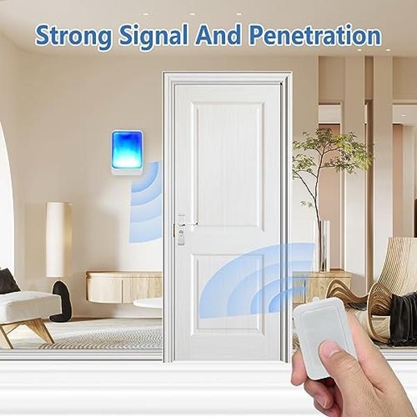 Loud Flash Doorbell with 7 Colors of Bright Light and 4 Volumes, Wireless Doorbells 600 feet,at Home/Office,Suitable for the Elderly, Hearing Impaired People, 2 Transmitters with 3