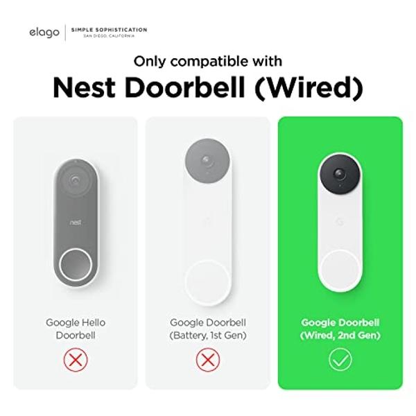 elago Silicone Case Compatible with Google Nest Hello Video Doorbell (Wired, 2nd Gen) - Weather and UV Resistant, Perfect Color Match, Clean Finish (Snow)