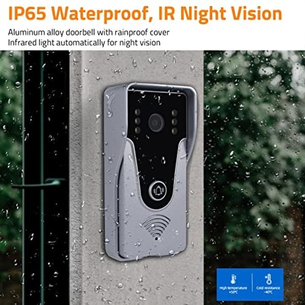 AMOCAM Wireless Video Doorbell Intercom with Monitor System, WiFi Video Intercom 1080P HD Metal Camera, 7 Inch Monitor with 32G Card Record, Tuya APP, 2-Way Audio, Unlock for Home 