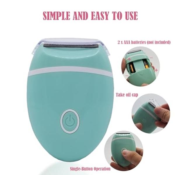 Electric Hair Shaver for Women: Compact, Cordless Wet & Dry Razor for Smooth Body & Dual Trimmers – Bikini Line and Quick, Travel-Friendly.BEAUTISILK (Green)