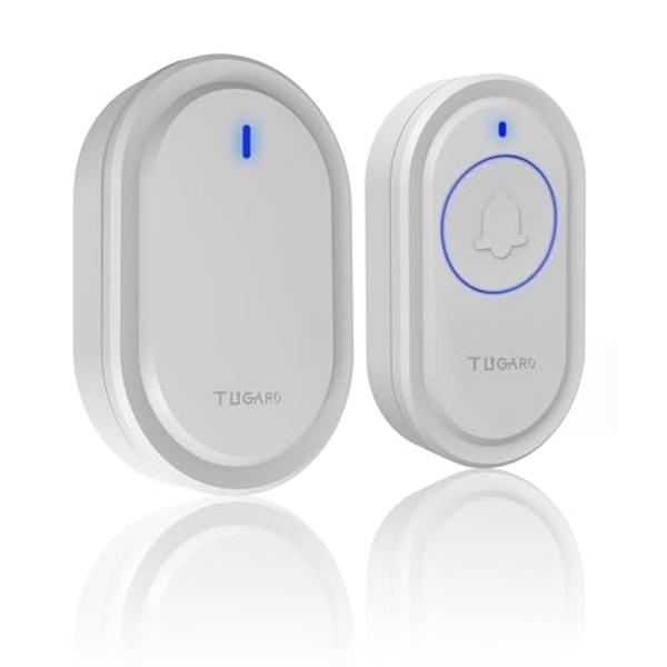 Wireless Doorbell,Mini Doorbell 500ft Range 0-110dB Mute Mode 39 Doorbell Chimes,5 Levels Volume Adjust & Doorbell with LED Light,Easily Install at Office,Hotel,Home,Villa,Apartmen