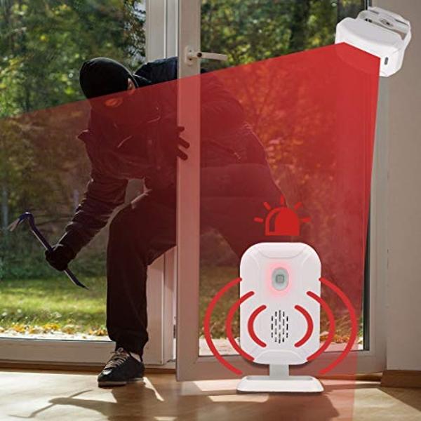 Mengshen Motion Sensor Alarm, Wireless Doorbell Alert for Front Door/ Door Entry/ Driveway/ Mailbox, Home Security System Kit with 2 Sensor and 1 Receiver - YBQ042