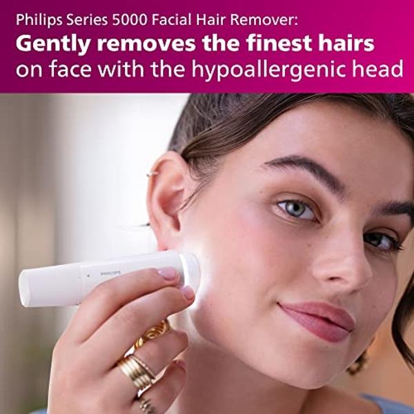 Philips Beauty Lady Electric Shaver Series 8000 with Electric Facial Hair Remover, Cordless, BRL166/91