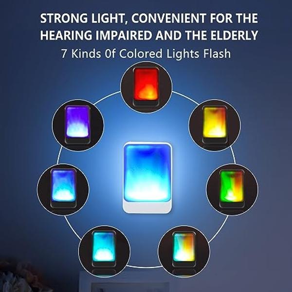 Loud Flash Doorbell with 7 Colors of Bright Light and 4 Volumes, Wireless Doorbells 600 feet,at Home/Office,Suitable for the Elderly, Hearing Impaired People, 2 Transmitters with 3