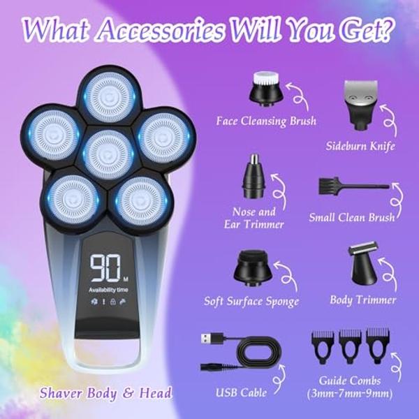 Electric Razors for Women Legs, 5 in 1 Women's Electric Shaver, Lady Razors for Woman Head Shavers Rechargeable, Cordless Razor for Women Ladies Shavers for Shaving Face, Underarms
