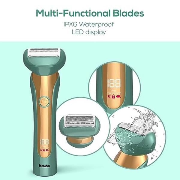 Electric Shaver for Women - Women Electric Razor - 3 in 1 Blades for Close Shave Arms Legs Underarms and Pubic Hair - Painless & Powerful Rechargeable Cordless Trimmer with LCD Dis