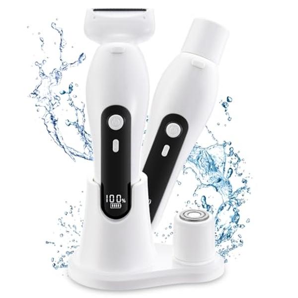 Haosens Electric Shaver for Women, Womens Electric Razor, Cordless Bikini Trimmer - Rechargeable Smooth & Painless 2 in 1 Womens Shave for Bikini Hair Removal Underarm Public Hairs