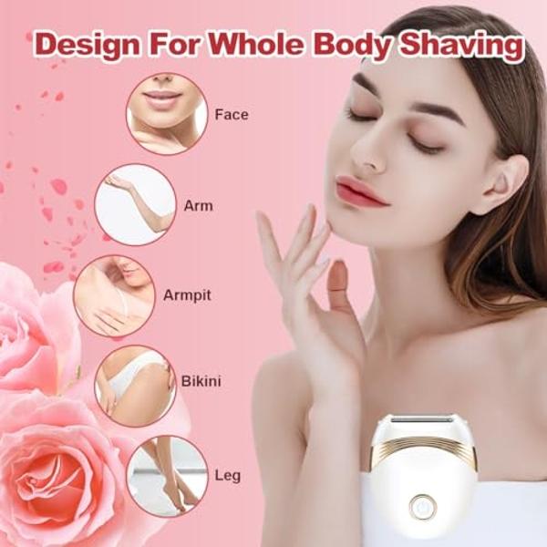 Haosens Electric Shaver for Women, Womens Electric Razor, Cordless Bikini Trimmer - Rechargeable Smooth & Painless 2 in 1 Womens Shave for Bikini Hair Removal Underarm Public Hairs